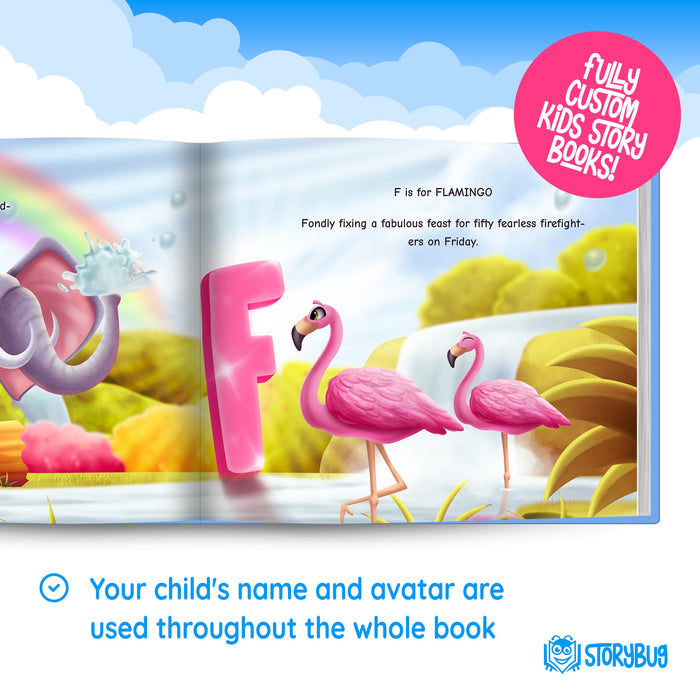 Alphabet book for kids inside page example add your child's name